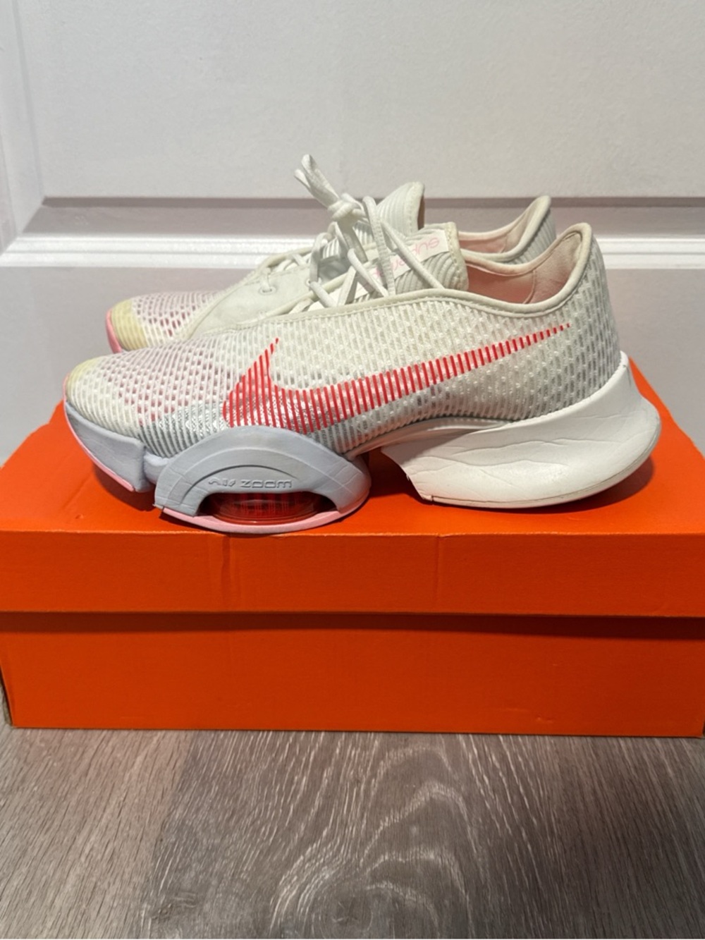 Nike Women’s White & Coral Pink Air Zoom Running Shoes